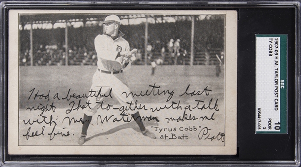 1907-09 H.M. Taylor Post Card Ty Cobb - SGC 10 POOR 1